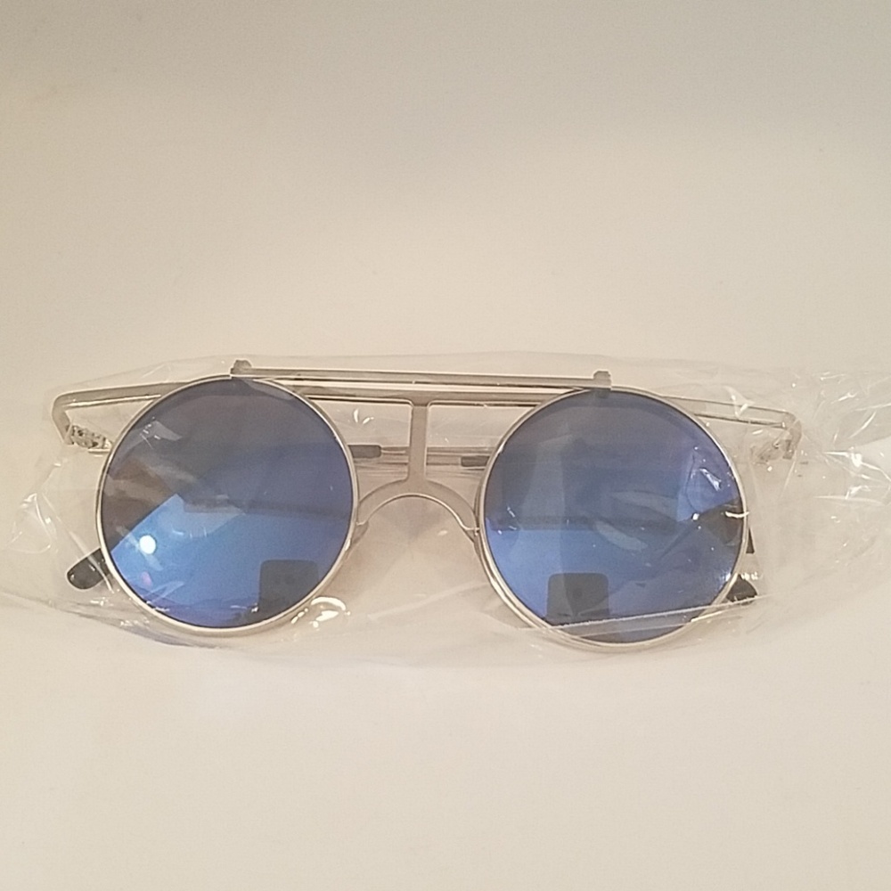 Silver Flip Up blue mirror Lens new